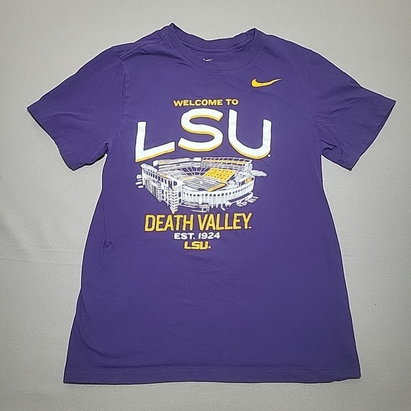 Nike Shirt Men's Small Purple LSU Death Valley College Short Sleeve Logo T-Shirt - Picture 1 of 9